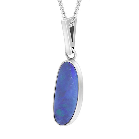 Sterling Silver Opal Abstract Doublet Unique Necklace