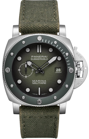 Panerai Submersible QuarantaQuattro Matt Green Ceramic Watch PAM01697