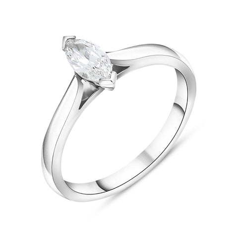 Platinum 0.33ct Diamond Marquise Cut Solitaire Ring, FEU-1573.