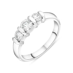 Platinum 0.76ct Diamond Bar Set Three Stone Ring, FEU-1699