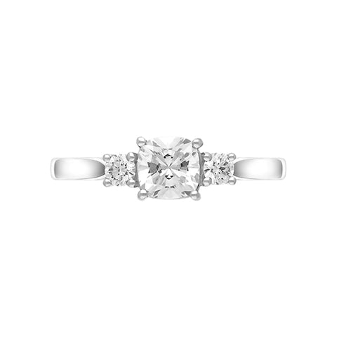Platinum 0.89ct Diamond Cushion Cut Three Stone Ring