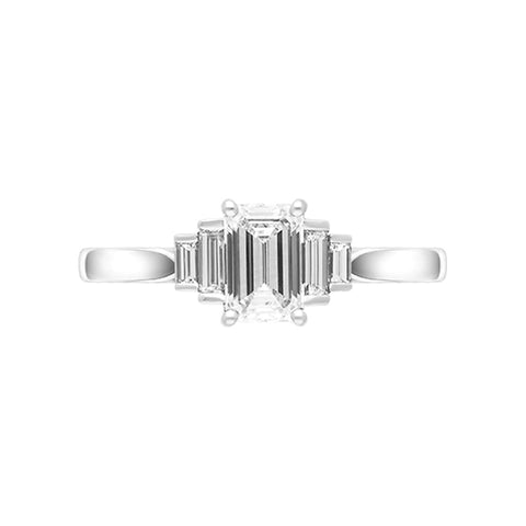 Platinum 1.07ct Diamond Emerald Cut Five Stone Ring