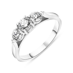 Platinum 1.29ct Diamond Three Stone Ring, FEU-2411