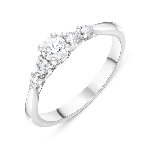 Platinum .19 Diamond .27 5 Stone Diamond Claw Grad Eternity Ring