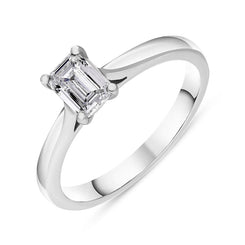 Platinum 0.64ct Diamond Emerald Cut Solitaire Ring, FEU-2554
