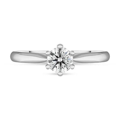Platinum Diamond Round Brilliant Cut Six Claw Wed Fit Solitaire Ring, FEU-2560_2