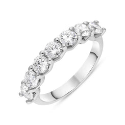 Platinum Diamond Seven Stone Claw Set Half Eternity Ring, FEU-1876