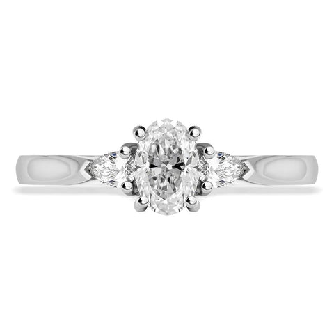 Platinum Diamond Three Stone Trilogy Oval and Pear Cut Ring, FEU-1916_3