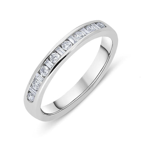 Platinum 0.20ct Diamond Channel Set Half Eternity Ring, BNN-246.