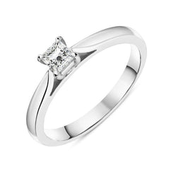 Platinum 0.25ct Diamond Princess Cut Solitaire Ring FEU-2019