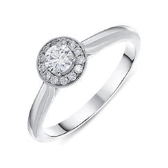 Platinum 0.30ct Diamond Brilliant Cut Halo Ring, FEU-1538.
