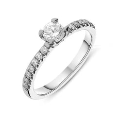 Platinum 0.30ct Diamond Round Brilliant Shoulder Solitaire Ring, FEU-1585.