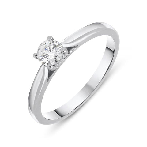 Platinum 0.33ct Diamond Brilliant Cut Solitaire Ring, FEU-767.