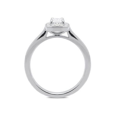 Platinum 0.38ct Diamond Round Brilliant Cut Halo Ring, FEU-618.