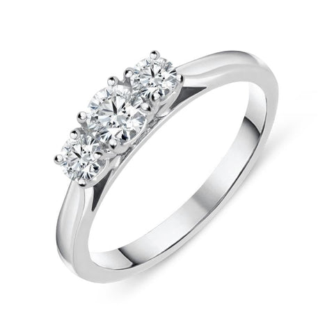 Platinum 0.50ct Diamond Brilliant Cut Trilogy Ring FEU-2208