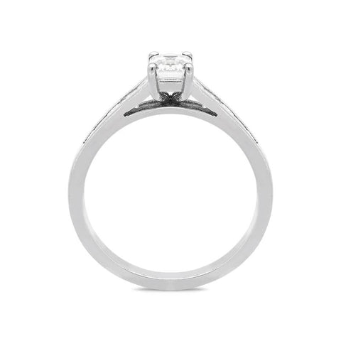 Platinum 0.50ct Diamond Emerald Cut Graduating Ring, FEU-630.