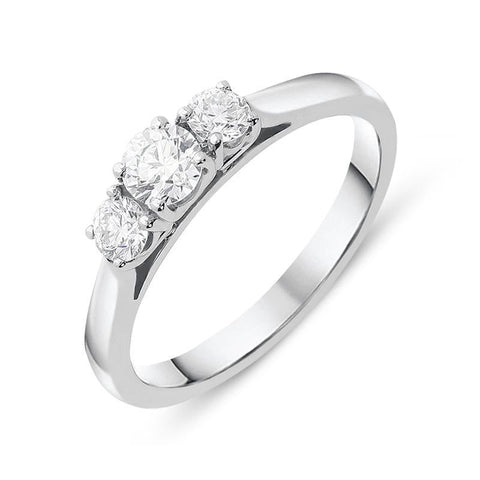 Platinum 0.52ct Diamond Brilliant Cut Trilogy Ring, FEU-1412.