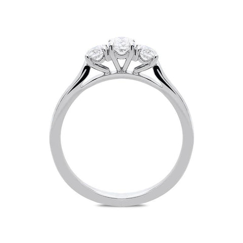 Platinum 0.52ct Diamond Brilliant Cut Trilogy Ring, FEU-1412.