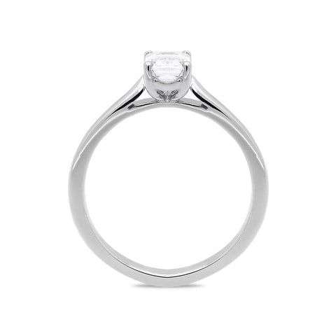 Platinum 0.70ct Diamond Emerald Cut Solitaire Ring. FEU-804.