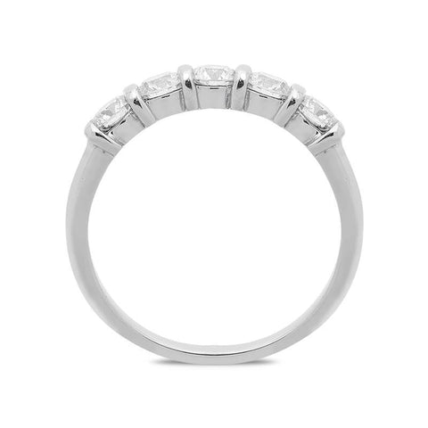 Platinum 1.05ct Diamond Five Stone Half Eternity Ring, FEU-938.