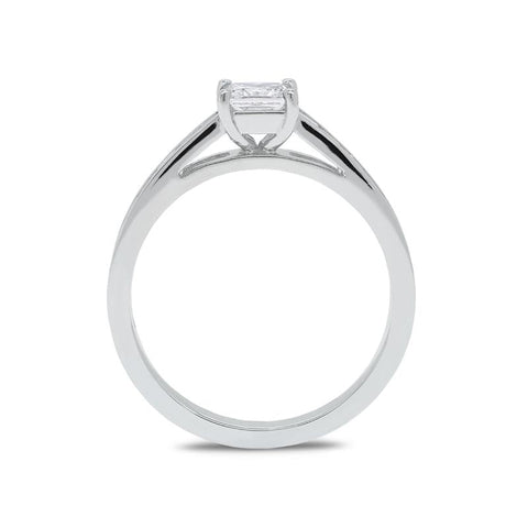 Platinum 1.02ct Diamond Princess Cut Shoulder Solitaire Ring, FEU-1482.