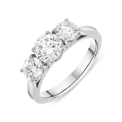 Platinum 2.00ct Diamond Claw Set Trilogy Ring, FEU-601.