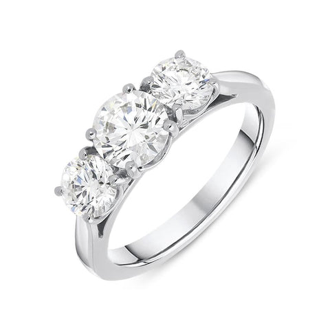 Platinum 2.00ct Diamond Claw Set Trilogy Ring, FEU-601.
