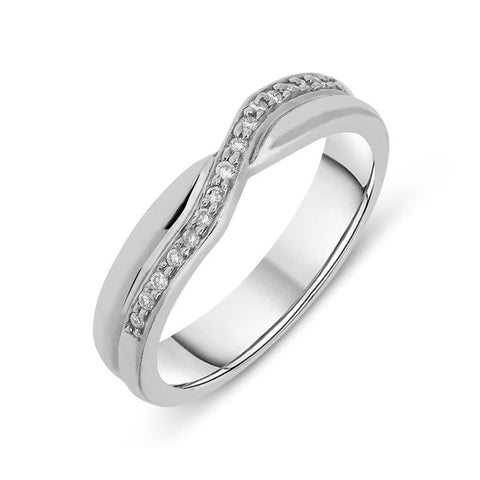 Platinum Diamond Brilliant Cut Crossover Ring, DW-089.