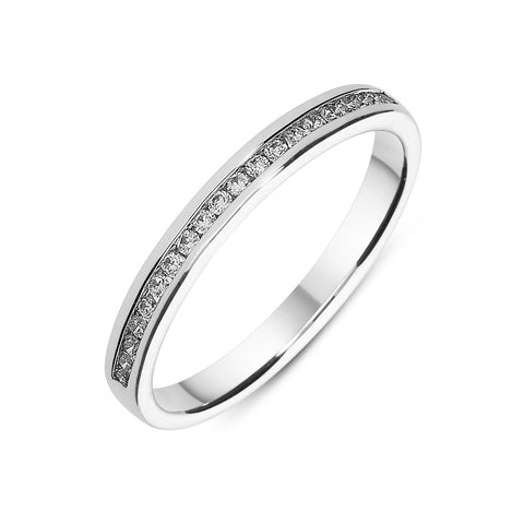 Platinum Diamond Twenty Stone Channel Set Half Eternity Ring FEU-1528