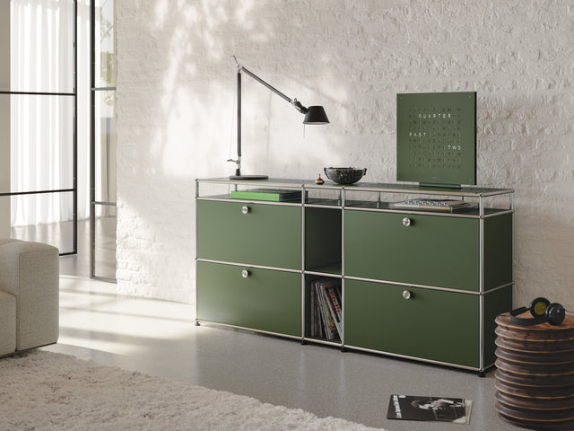 QLOCKTWO Earth 45 Olive Green Wall Clock Set Watch