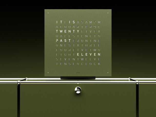 QLOCKTWO Earth 45 Olive Green Wall Clock Set Watch