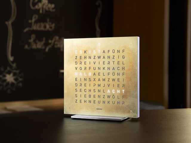 QLOCKTWO Earth 13.5 Creators Edition Silver And Gold Table Clock Watch