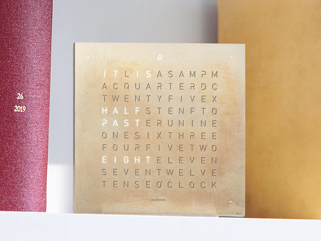 QLOCKTWO Earth 13.5 Creators Edition Silver And Gold Table Clock Watch