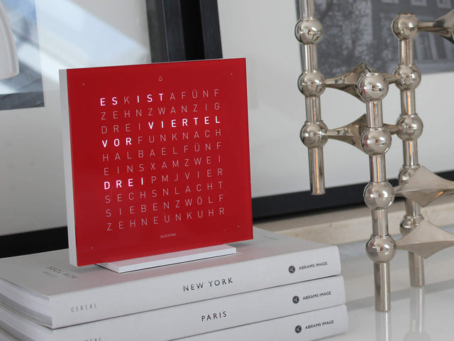 QLOCKTWO Earth 13.5 Pure Cherry Cake Table Clock Watch