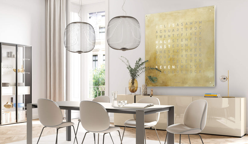 QLOCKTWO Earth 180 Creators Edition Gold Wall Clock Watch