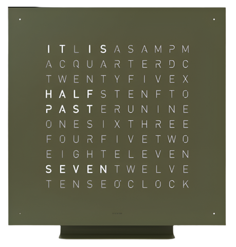 QLOCKTWO Earth 45 Olive Green Wall Clock Set QT4ENOG