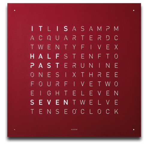 QLOCKTWO Earth 45 Red Velvet Wall Clock QT4ENRRVC