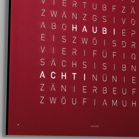 QLOCKTWO Earth 45 Red Velvet Wall Clock Watch