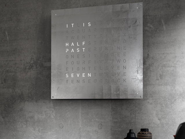 QLOCKTWO Earth 90 Creators Edition Platinum Wall Clock Watch