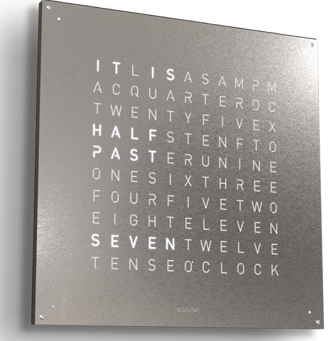 QLOCKTWO Earth 90 Stainless Steel Wall Clock Watch