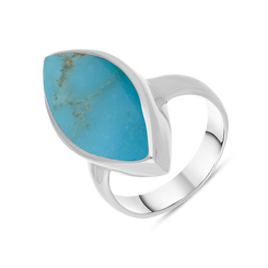Sterling Silver Turquoise Marquise Ring, R837.