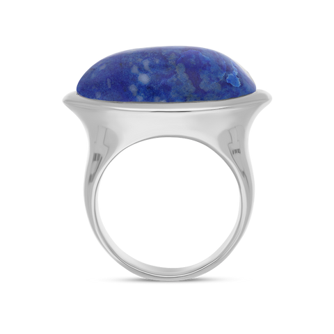 Sterling Silver Lapis Lazuli Wide Oval Flow Ring, R839.