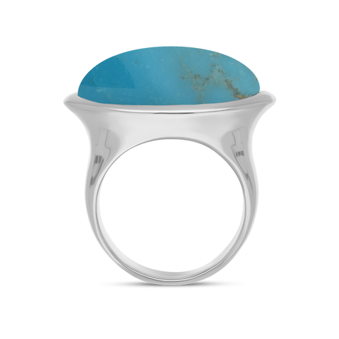 Sterling Silver Turquoise Wide Oval Flow Ring, R839.