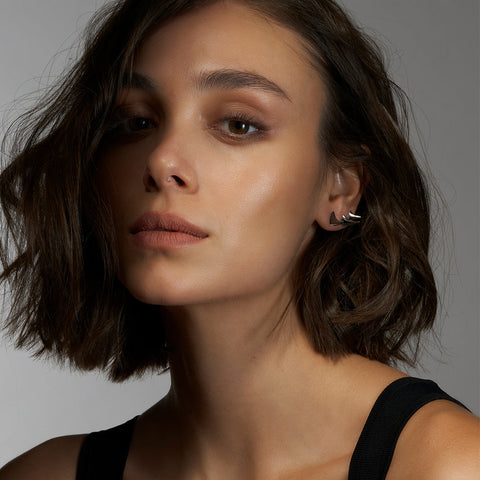 Shaun Leane Rose Thorn Swerve Sterling Silver Black Rhodium Stud Earrings