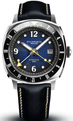Duckworth Prestex Watch Rivington GMT Blue Fume Black Leather D489-03-A