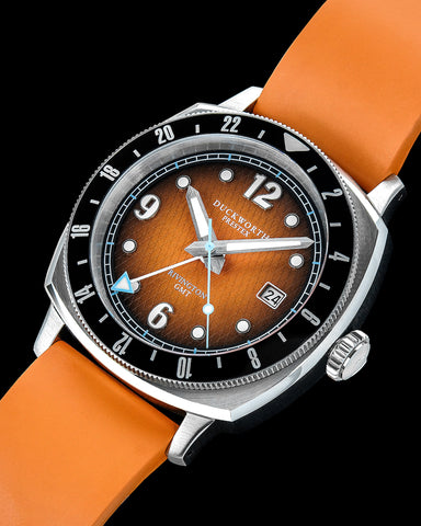 Duckworth Prestex Rivington GMT Orange Fume Orange Rubber Watch