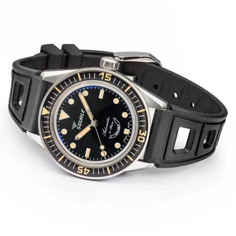 Squale SUB-37 Legend Black Dial Rubber Strap