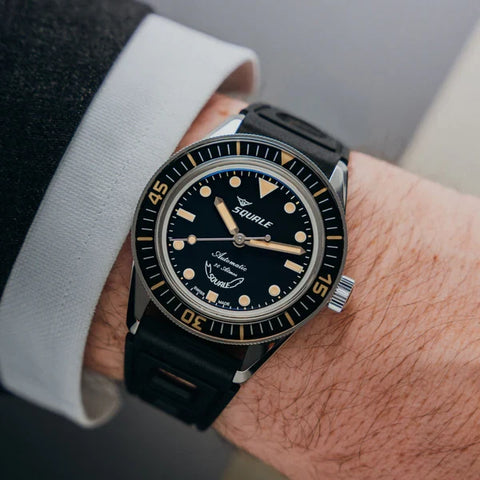 Squale SUB-37 Legend Black Dial Rubber Strap