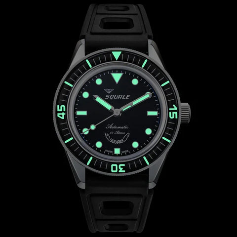 Squale SUB-37 Legend Black Dial Rubber Strap