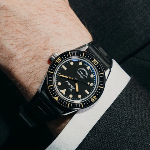 Squale SUB-37 Legend Black Dial Rubber Strap